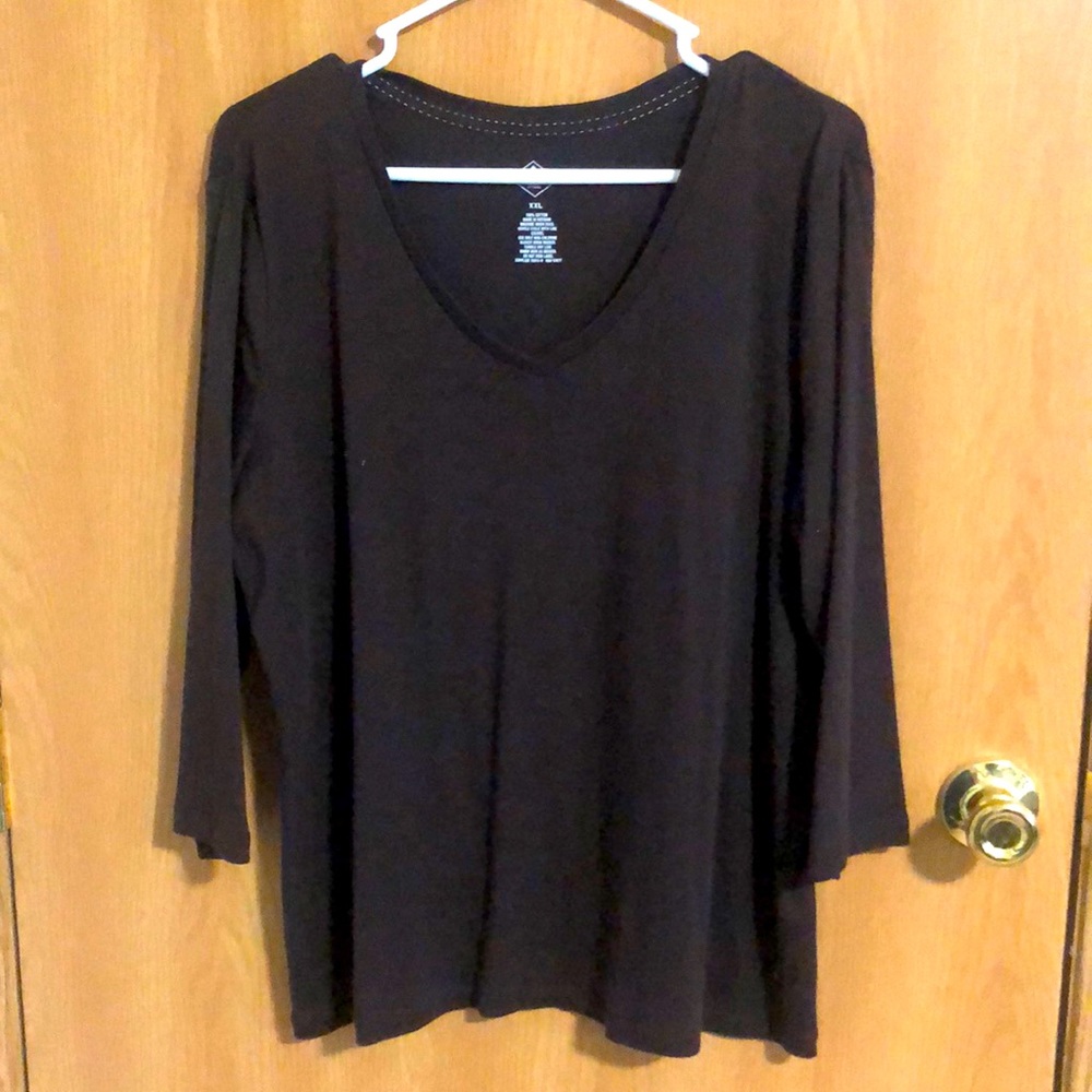T-shirt - V neck 3/4 sleeve Coffee Brown